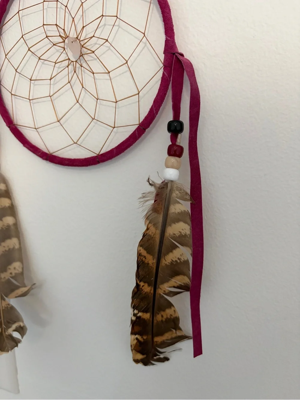 Dreamcatcher with Burgundy Hoop and Feathers